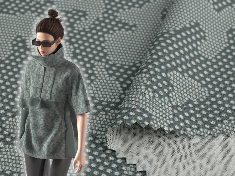 green textured digital fabric for 3D fashion design