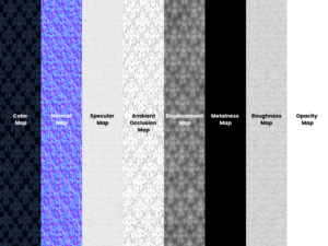 Example of 8 Types of Texture Maps on a Knit Fabric
